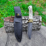 Bushcraft 35 Cm – Geyik Boynuzu Saplı – Damascus Çelik El Yapımı Özel Seri