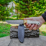 Bushcraft 35 Cm – Geyik Boynuzu Saplı – Damascus Çelik El Yapımı Özel Seri