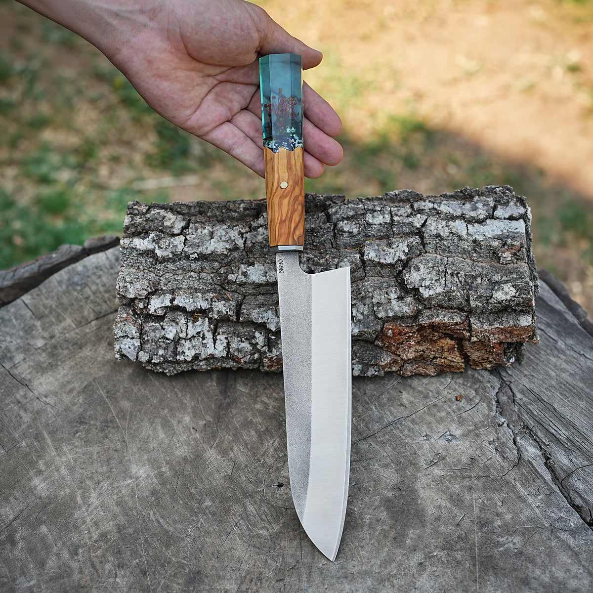 Şef Bıçağı - Gyutou Model- Ceviz Epoksi Sap - 32 Cm