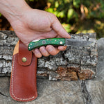 Katlanır Model- Damascus Çelik - Stabilize Sap - 15 Cm