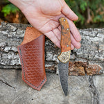 Katlanır Model- Damascus Çelik - Stabilize Sap - 24cm