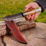 Puukko – Damascus Çelik – Kuru Kafa Detaylı Koleksiyonluk & Hediyelik Özel Seri