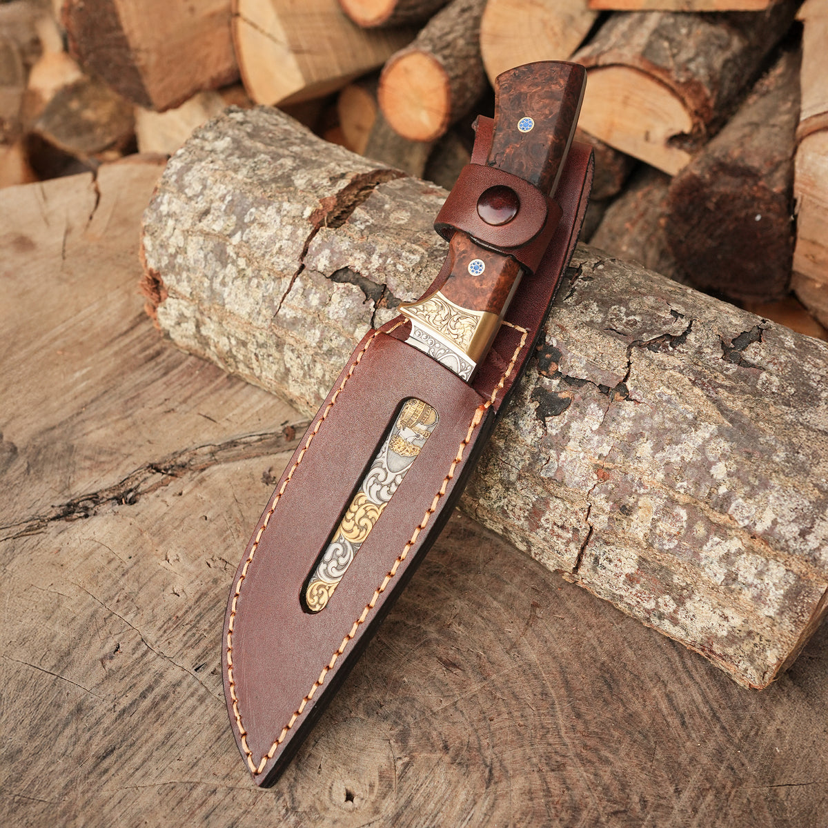 Koleksiyonluk ve Hediyelik Bıçak 24K Altın Kaplama Selahattin Eyyübi - Mescidi Aksa Gravür İşlemeli - Kadife Kutulu