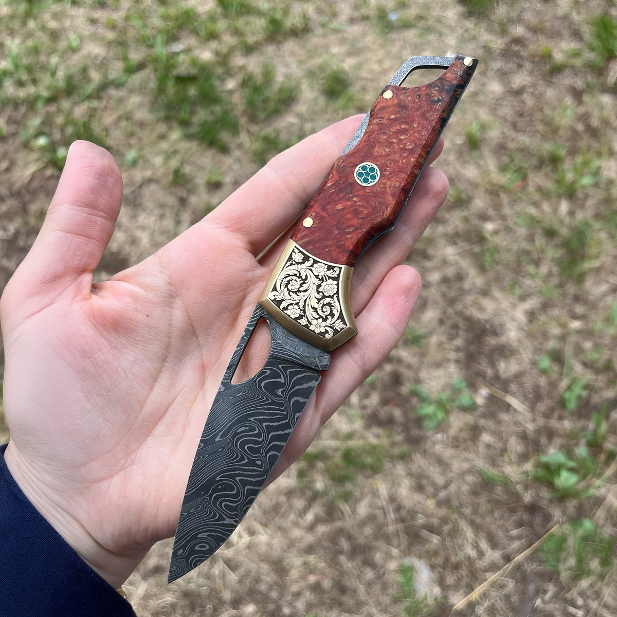 Katlanır Model- Damascus Çelik - Stabilize Sap