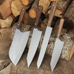 Şef Bıçağı Seti 4'lü - Ceviz Sap - Çantalı