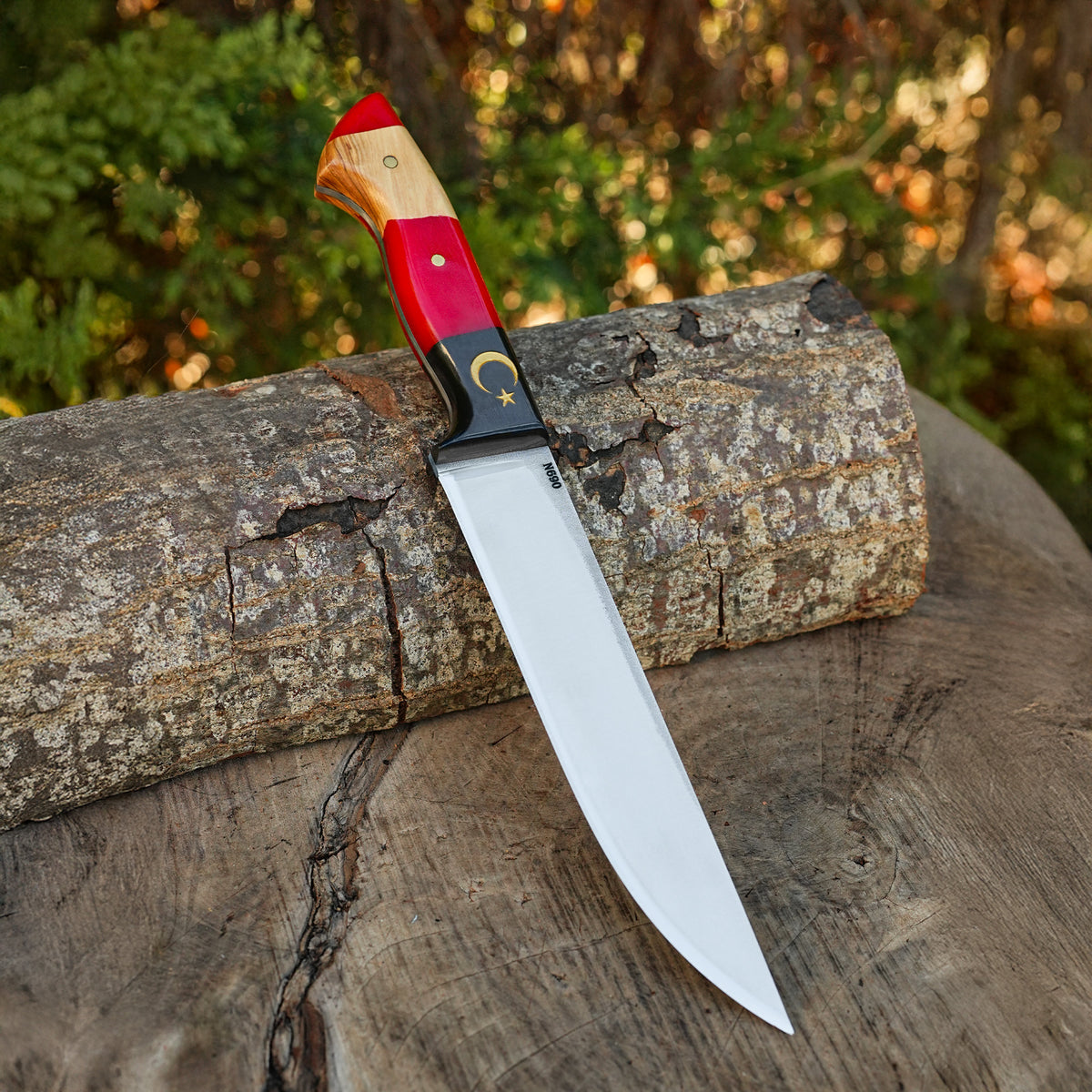 Kelle Bıçağı - N690 Çeliği -Ay Yıldız İşlemeli - Özel Ahşap Kutulu