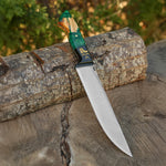 Kelle Bıçağı - N690 Çeliği - 3 Hilal Kurt Desenli - Ahşap Kutulu