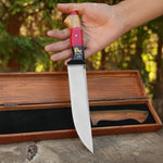 Kelle Bıçağı - N690 Çeliği - 3 Hilal Kurt Desenli - Ahşap Kutulu