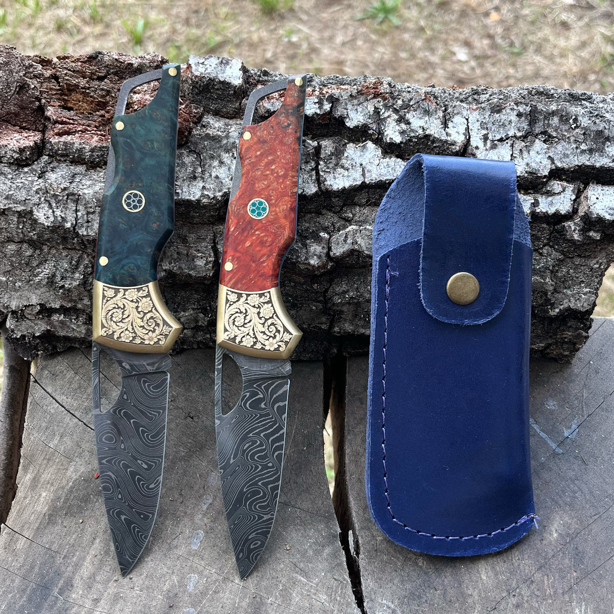 Katlanır Model- Damascus Çelik - Stabilize Sap