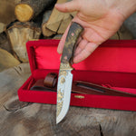 Bushcraft- Koleksiyonluk ve Hediyelik Bıçak 24K Altın Kaplama Kartal Gravür İşlemeli - Kadife Kutulu