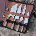 Şef Bıçağı Seti 4'lü - Ceviz Sap - Çantalı