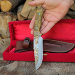 Bushcraft- Koleksiyonluk ve Hediyelik Bıçak 24K Altın Kaplama Kartal Gravür İşlemeli - Kadife Kutulu