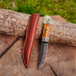 Puukko – Damascus Çelik – Kuru Kafa Detaylı Koleksiyonluk & Hediyelik Özel Seri