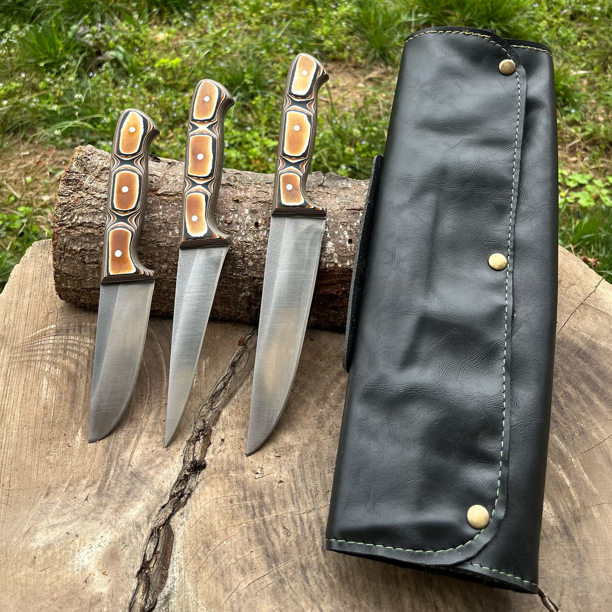 3’lü Kurban - Kasap Bıçağı Seti-Verzalit Sap - N690 Çelik Profesyonel Mutfak Seti