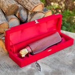 Koleksiyonluk ve Hediyelik Puukko Bıçak 24K Altın Kaplama Aslan Başlı Gravür İşlemeli - Kadife Kutulu