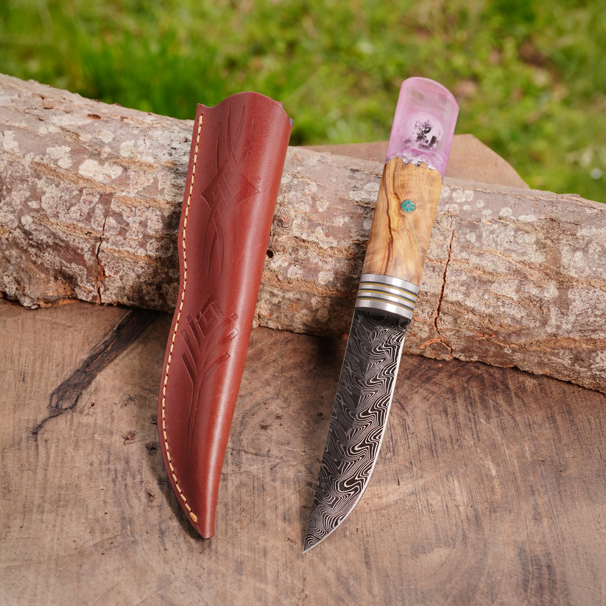 Puukko – Damascus Çelik – Kuru Kafa Detaylı Koleksiyonluk & Hediyelik Özel Seri