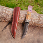 Puukko – Damascus Çelik – Kuru Kafa Detaylı Koleksiyonluk & Hediyelik Özel Seri