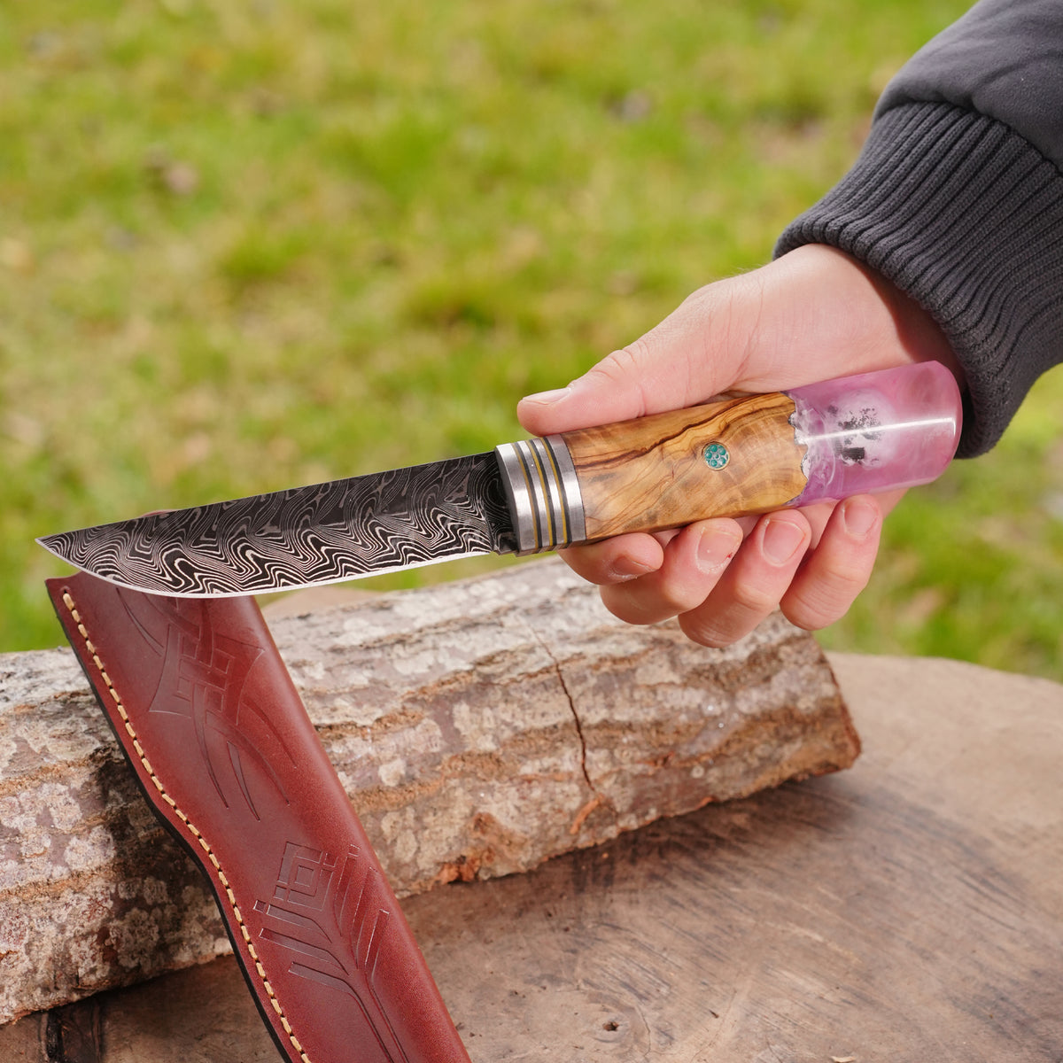 Puukko – Damascus Çelik – Kuru Kafa Detaylı Koleksiyonluk & Hediyelik Özel Seri