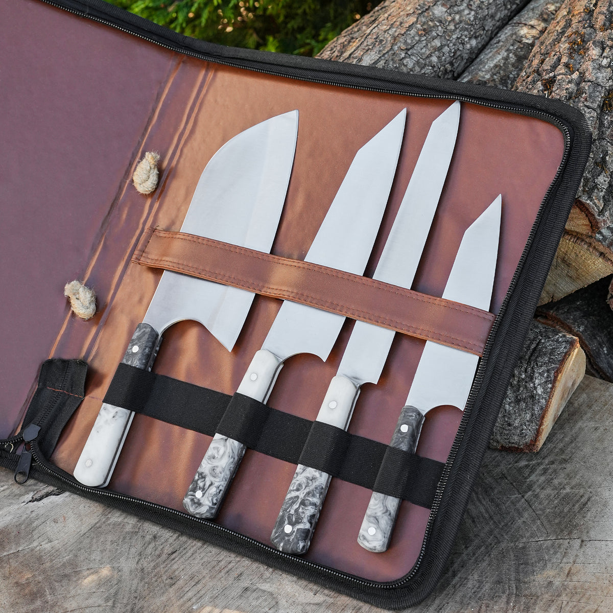 Şef Bıçağı Seti 4'lü - Epoksi Sap - Çantalı