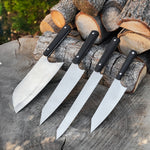 Şef Bıçağı Seti 4'lü - Ceviz Sap - Çantalı