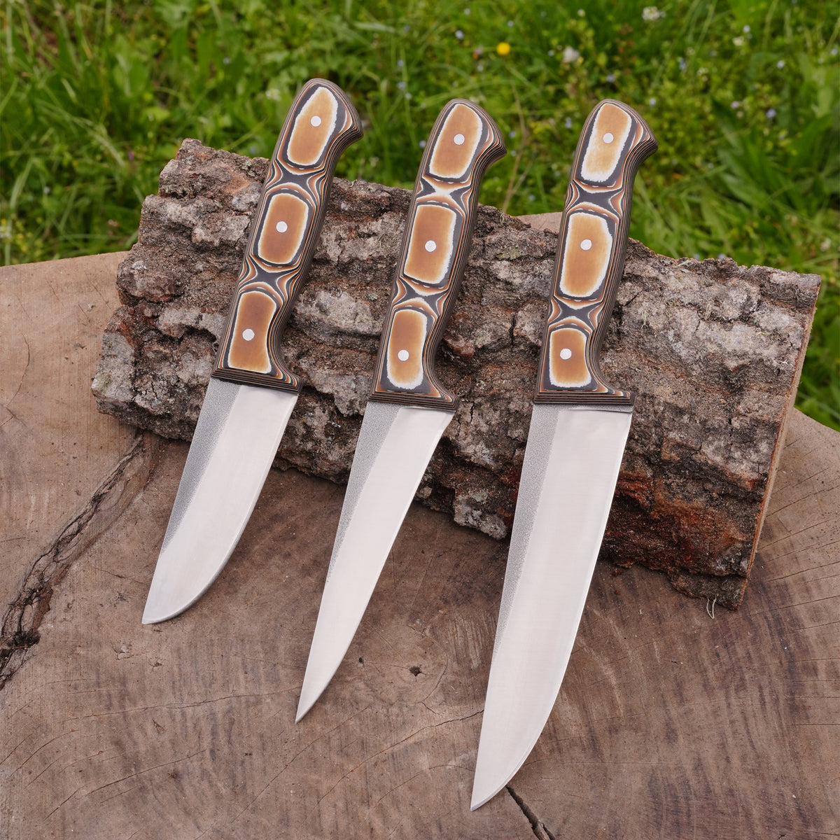 3’lü Kurban - Kasap Bıçağı Seti-Verzalit Sap - N690 Çelik Profesyonel Mutfak Seti