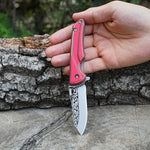 Geyik Gravür İşlemeli - Katlanır Bıçak - Verzalit Sap - 19 Cm