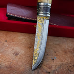 Puukko - N690 Çelik- 24K Altın Kaplama Kurt Gravür İşlemeli - Koleksiyonluk ve Hediyelik Bıçak