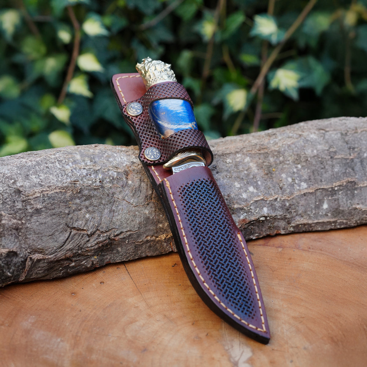 Koleksiyonluk ve Hediyelik Puukko Bıçak 24K Altın Kaplama Ayı Başlı Gravür İşlemeli