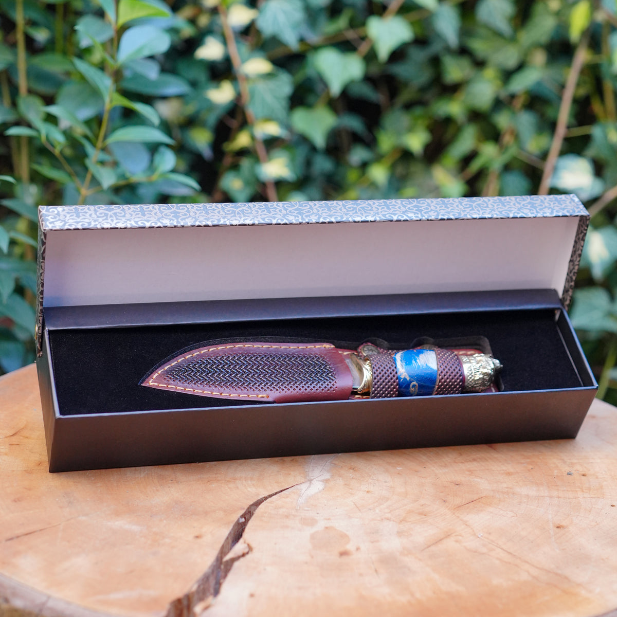 Koleksiyonluk ve Hediyelik Puukko Bıçak 24K Altın Kaplama Ayı Başlı Gravür İşlemeli