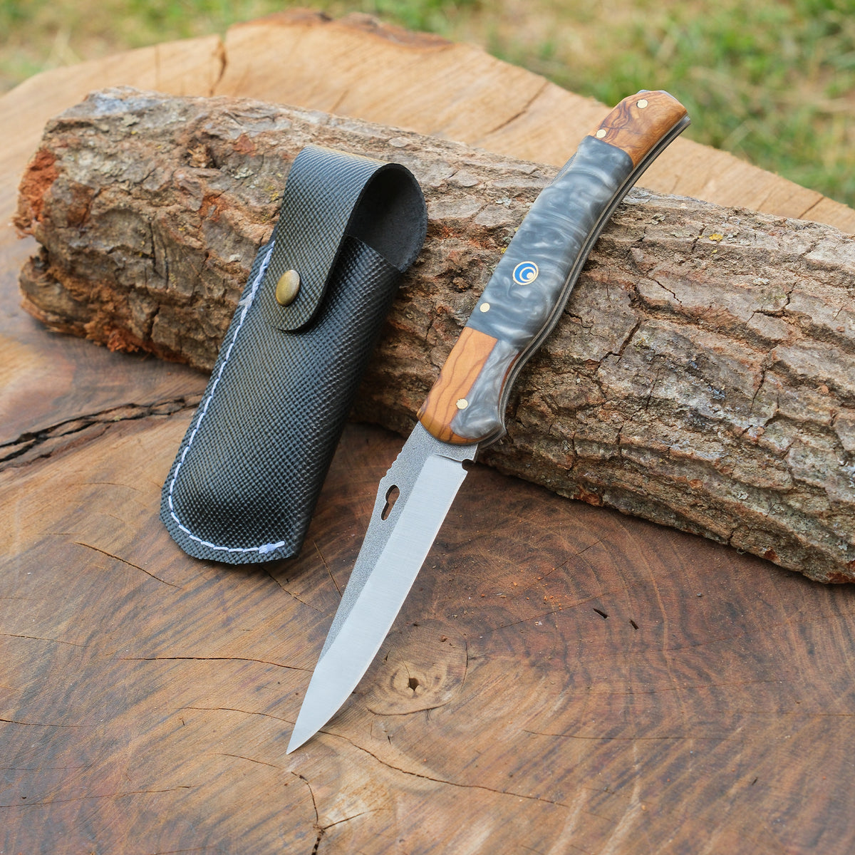 4034 Alman paslanmaz çelik ve ceviz-epoksi saplı 20 cm el yapımı katlanır model