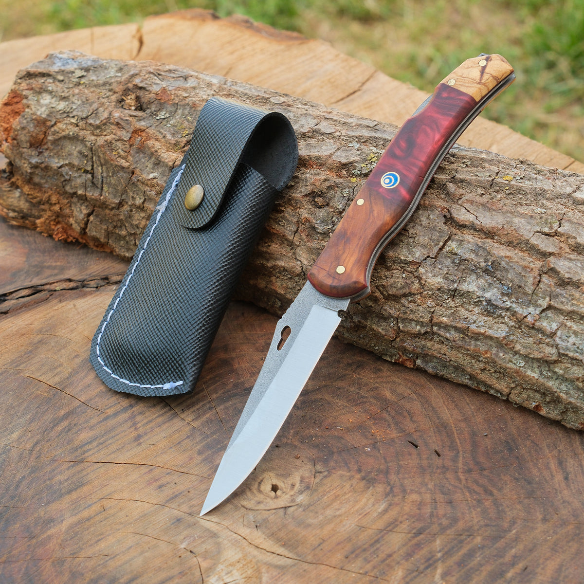 4034 Alman paslanmaz çelik ve ceviz-epoksi saplı 24 cm el yapımı katlanır model