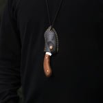 4034 Alman çeliği ve ceviz sap ile üretilmiş şık kolye model