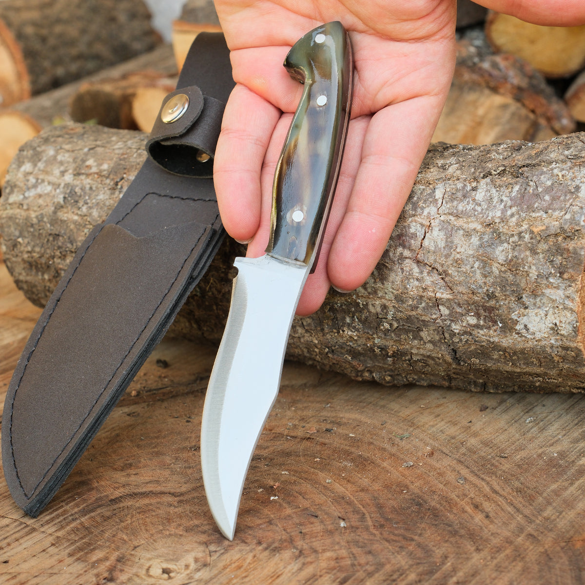 4034 Alman paslanmaz çeliği ve kemik sap ile üretilmiş 21 cm el yapımı bıçak