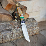 Koleksiyonluk ve Hediyelik Bıçak - N690 Çelik- Karartma Geyik Boynuzu Sap