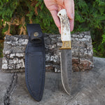 Bushcraft 35 Cm – Geyik Boynuzu Saplı – Damascus Çelik El Yapımı Özel Seri