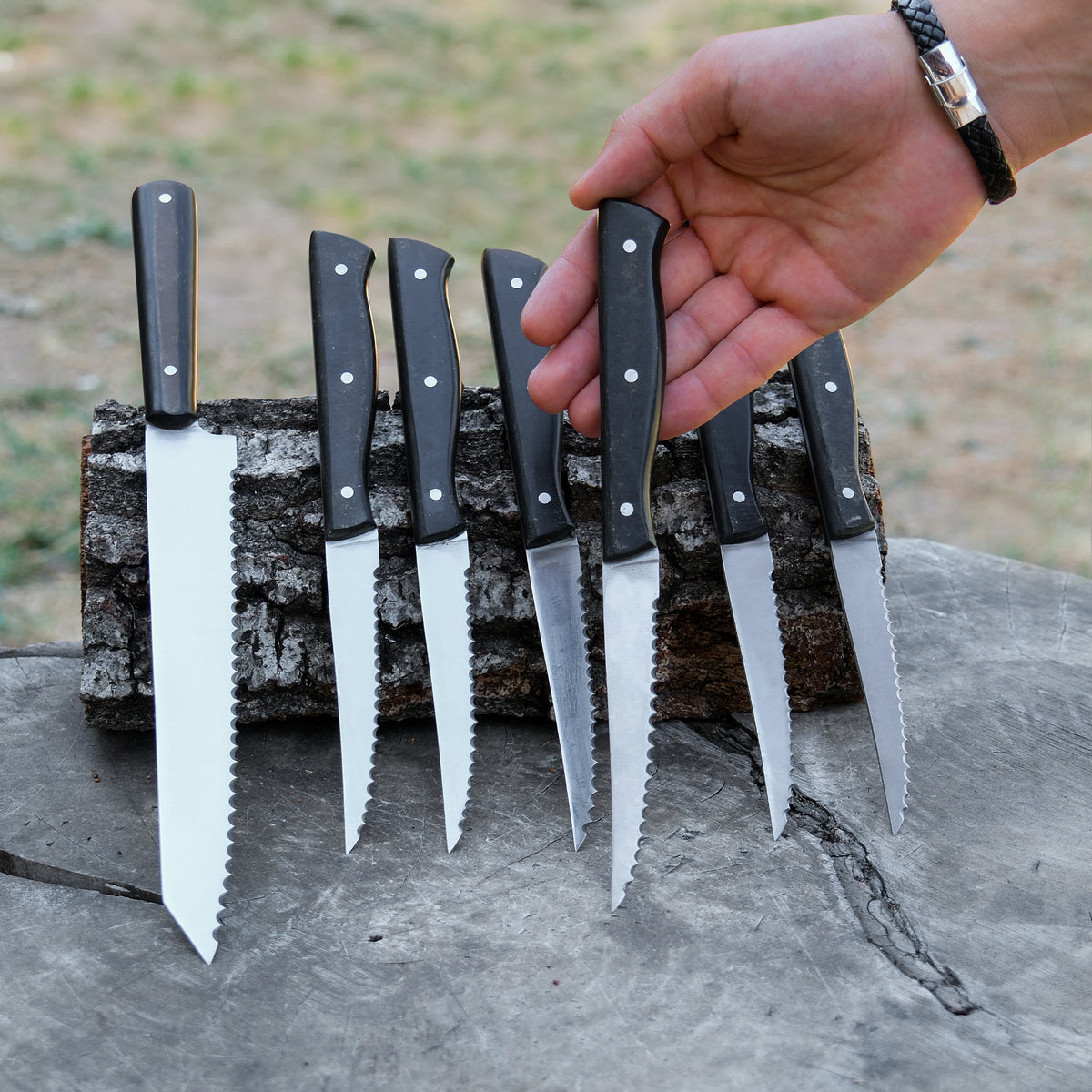 Ekmek Bıçağı & 6'lı Steak Bıçağı Seti - Kompakt Sap
