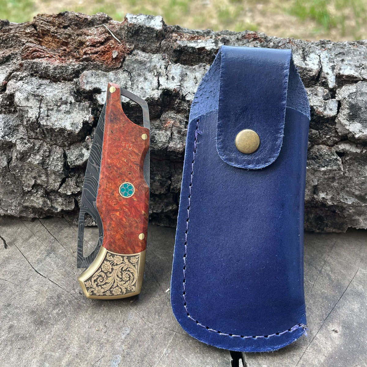 Katlanır Model- Damascus Çelik - Stabilize Sap