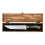 Kelle Bıçağı - N690 Çeliği - 3 Hilal Kurt Desenli - Ahşap Kutulu