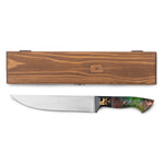 Kelle Bıçağı - N690 Çeliği - 3 Hilal Kurt Desenli - Ahşap Kutulu