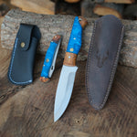 Zeytin epoksi saplı bushcraft bıçak ve ceviz epoksi hibrit katlanır bıçaktan oluşan set