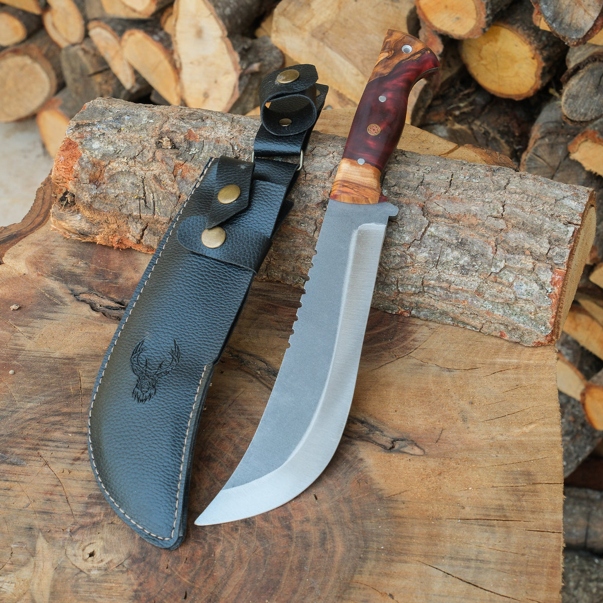 Doğa aktiviteleri için güçlü ve dayanıklı 35 cm uzunluğunda paslanmaz çelik bıçak