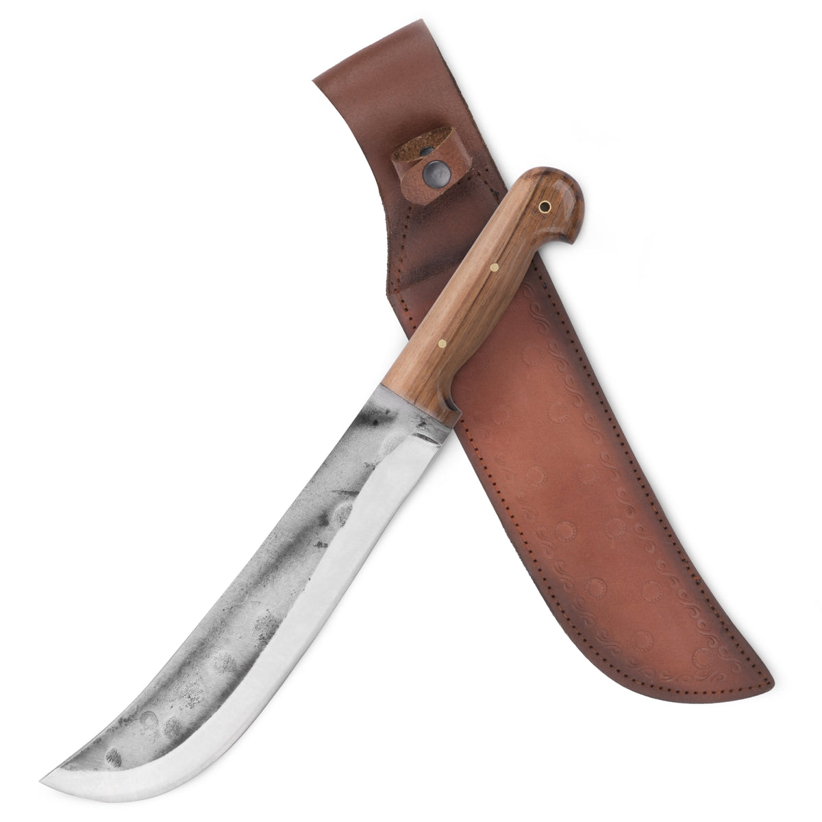 Dövme çelikten üretilmiş ceviz saplı büyük boy Yatağan bıçağı