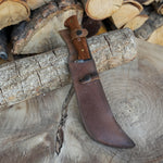 Dövme makas çeliğinden yapılmış ceviz saplı 34 cm Yatağan modeli bıçak