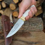 N690 çelikten üretilmiş geyik boynuzu saplı el yapımı Yatağan bıçağı