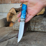 Yatağan atölyelerinde el işçiliğiyle üretilmiş, 25 cm uzunluğunda, 126 gr ağırlığında epoksi saplı Puukko tarzı bıçak.