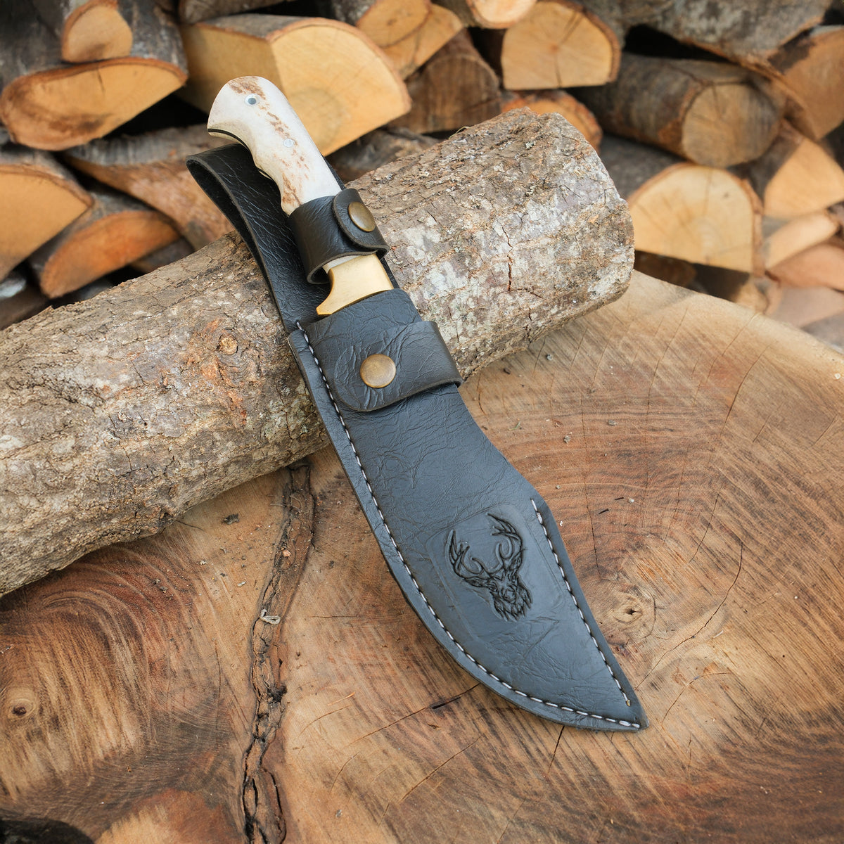 Günlük kullanım ve mutfak için tasarlanmış doğal geyik boynuzu saplı özel bıçak