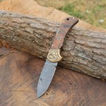 Hafif ve dayanıklı ceviz saplı Damascus çelik katlanır bıçak