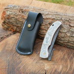 Koleksiyon ve günlük kullanım için özel işlemeli saplı damascus çelik bıçak