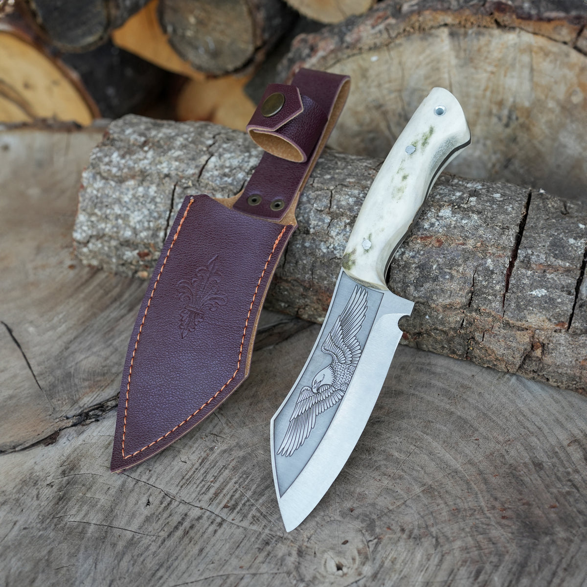 Yatağan ustalarının el işçiliğiyle üretilmiş geyik boynuzu saplı paslanmaz bıçak