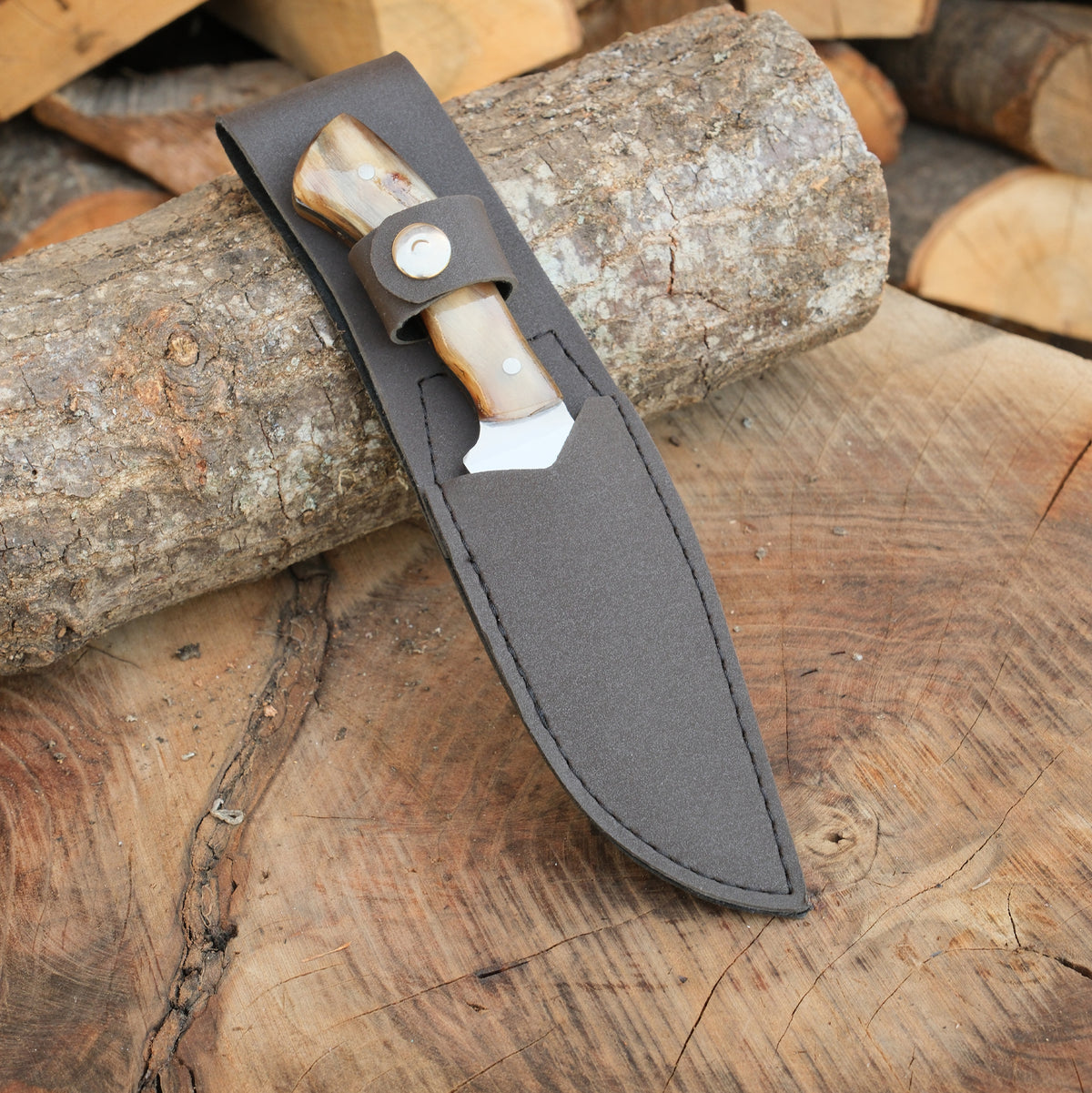 Koleksiyon ve günlük kullanım için uygun kemik saplı paslanmaz bıçak